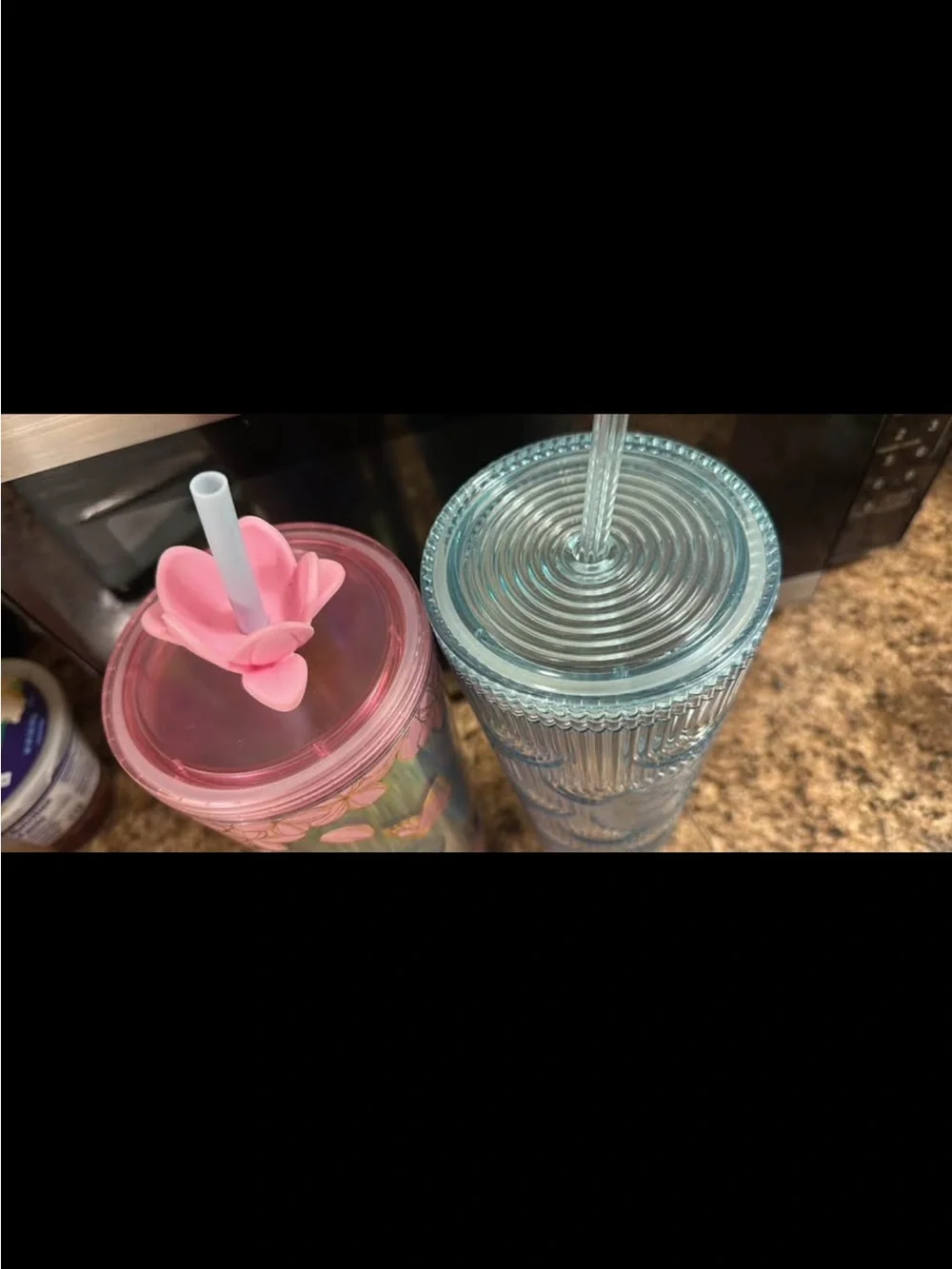 Starbucks Iridescent Pink Floral & Blue Holographic Tumbler Duo